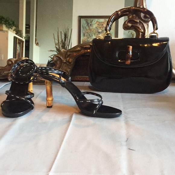 Rare Gucci Tom Ford bamboo black heels wrap around ankle. - Picture 3 of 8
